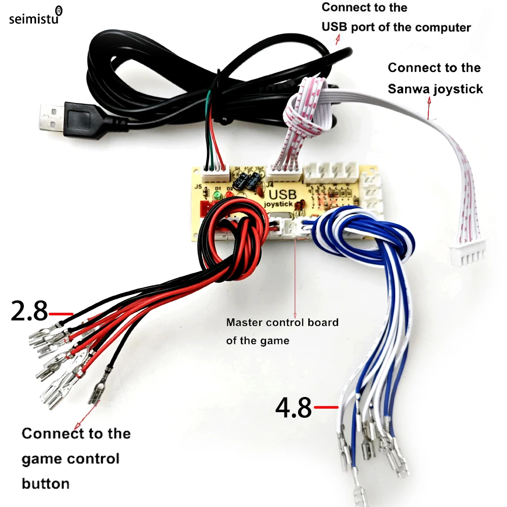 Arcade USB Encoder Zero Delay  PC PS3 Switch Raspberry Pi Nintendo TO Joystick FOR 5PIN & 2.8MM Button TO Joystick Controller