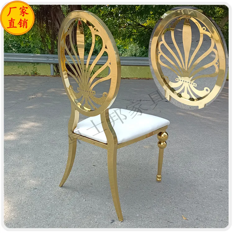 

Foshan wholesale factory restaurant hotel banquet chairs, stainless steel gold wedding party chairs dining chairs