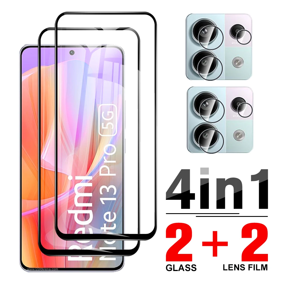 4in1 Full Cover Tempered Glass Case For Xiaomi Redmi Note 13 Pro 13Pro 5G Camera Protect Redmy Note13 Pro 4G 5G Screen Protector