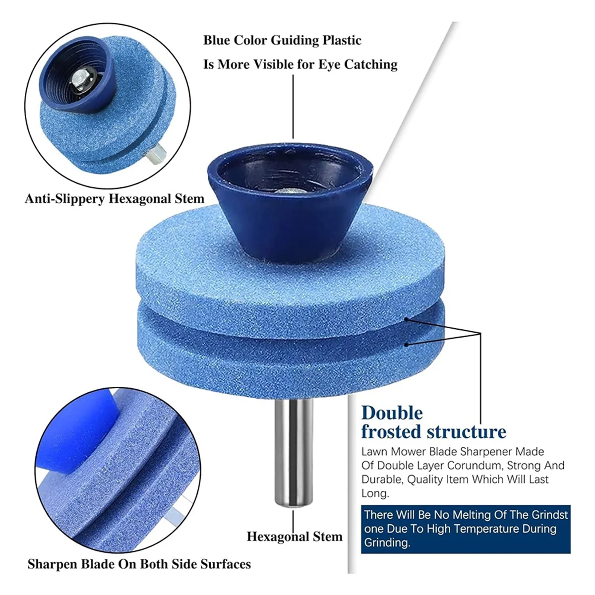 ABGV 4PCS Afilador de cuchillas para cortacésped, Afilador de cuchillas para cortacésped con equilibrador de cuchillas para cualquier taladro manual