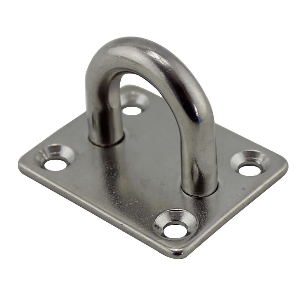 1pc 316 Stainless Steel Square Pad Eye Plate Hook 5mm/6mm/8mm Hanger Heavy Duty Ceiling Wall Boating Yacht Shade Sailing Marine