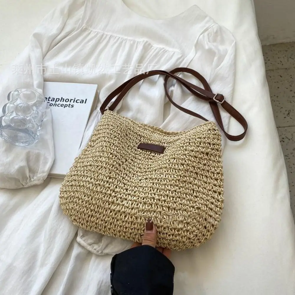 Side Handbags Ladies Straw Woven Bag Handbag Beach Bag Shoulder Bags Straw Knitted Purses