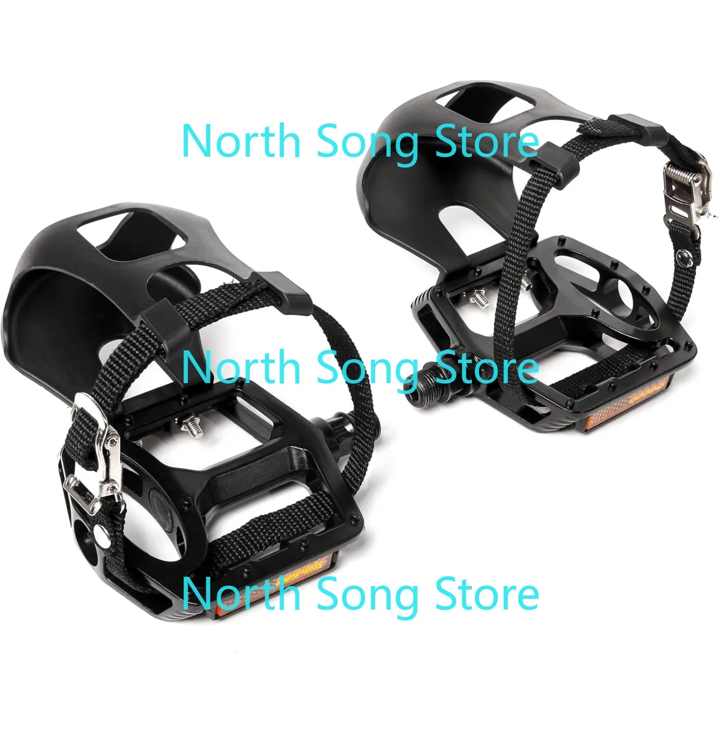 

Bike Pedals with Toe Cages and Straps - Bicycle Toe Clips Cage Compatible with Road Bike/Peloton/Mountian Bikes/MTB