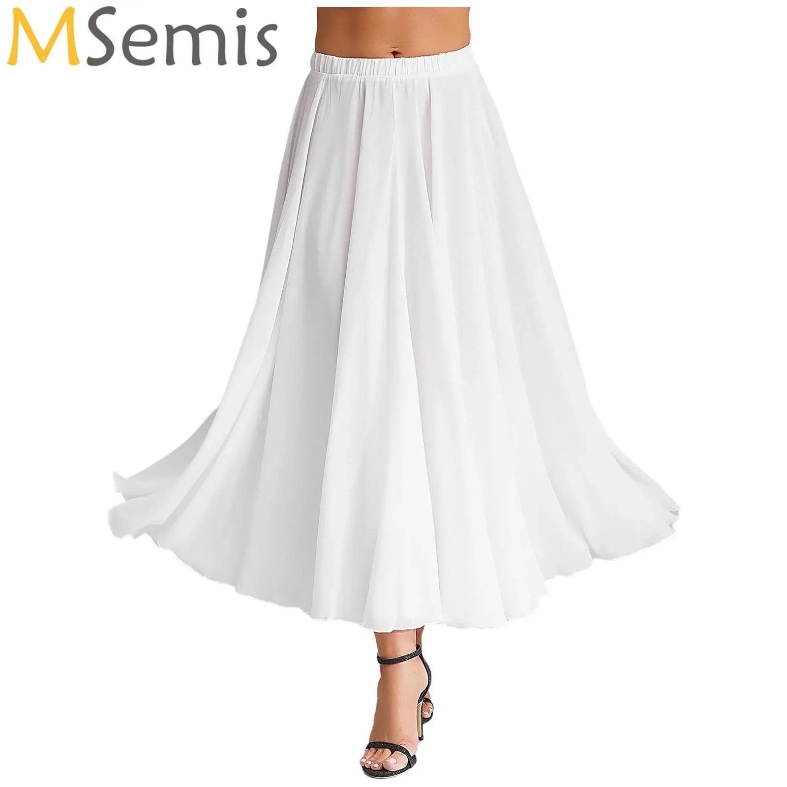 

Flamenco Chiffon Dance Skirt for Women 720 Degrees Solid Color Long Skirts Dancer Practice Wear Chinese Style Skirt with Big Hem
