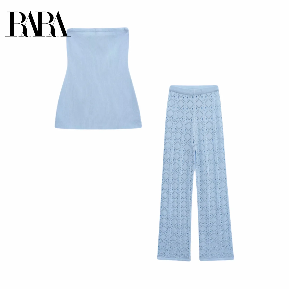 

RARA2025 новая летняя женская одежда, повседневная мода, темпераментный тонкий простой топ-труба + полые брюки со средней талией