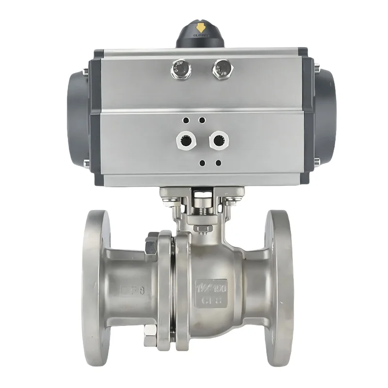 DN65 PN16 Pneumatic Actuator Flange Ball Valve Stable Wear Resistance High Temperature Resistant SS304 Segmented Ball Valve
