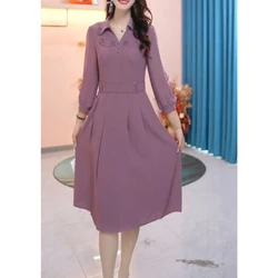 Seasonal New Fashionable Dress with Feminine Temperament Slim Effect Ruffle Edge Splicing Medium Long A-line Minimalist Dresses