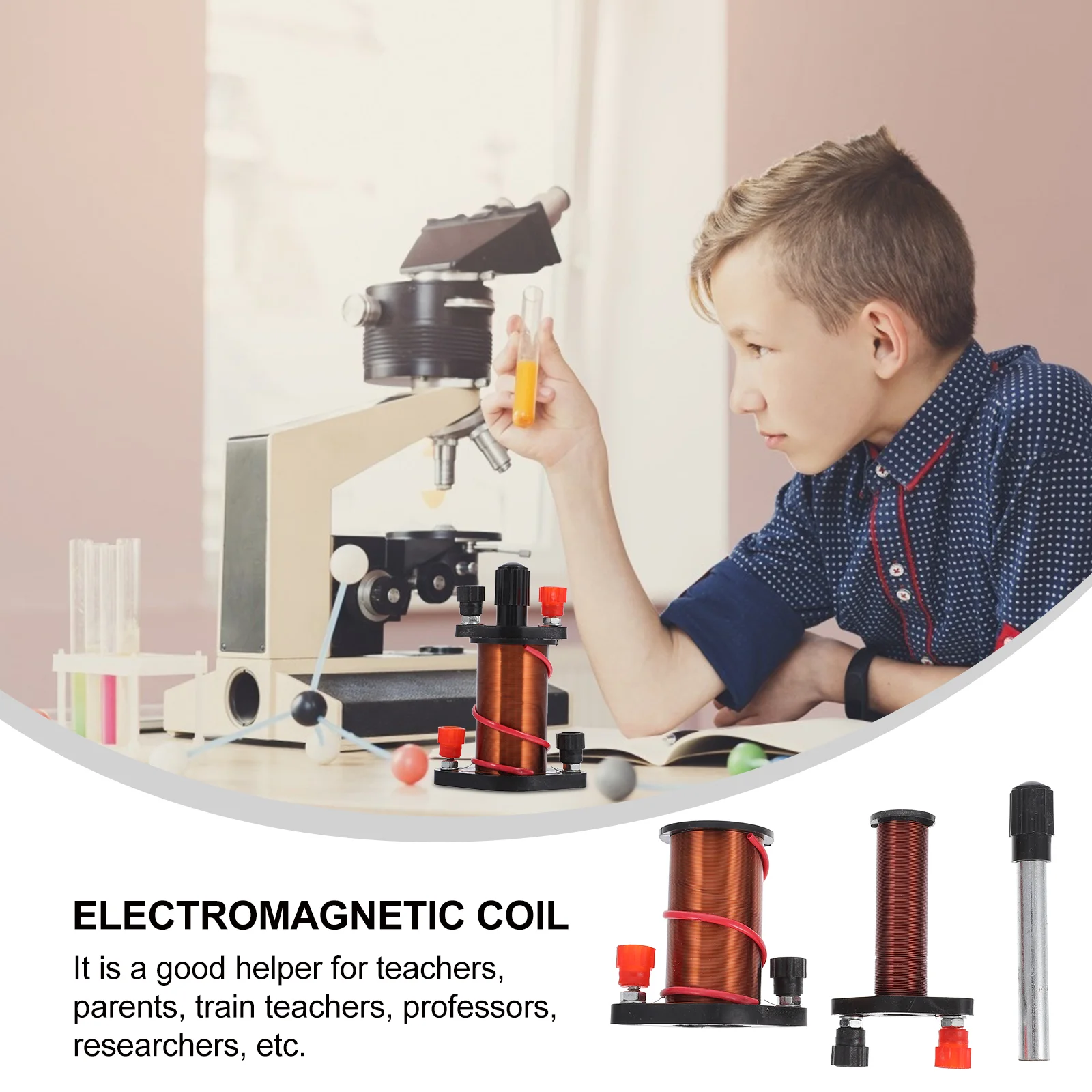 Bobina de inducción electromagnética, equipo de cilindro de cobre Experimental auxiliar para enseñanza, imanes de solenoide de física