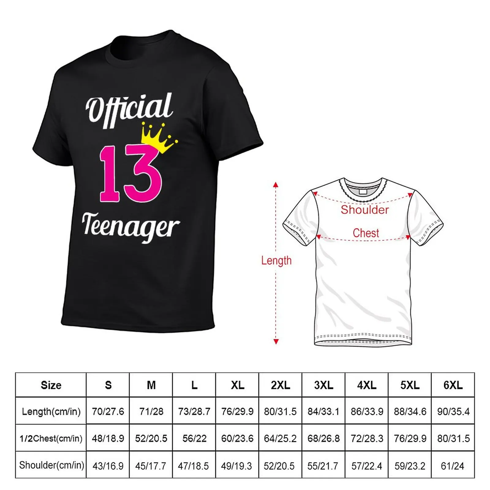 Official Teenager 13 — Teen Girl Birthday Gift T-Shirt vintage clothes Short sleeve tee hippie clothes fitted t shirts for men