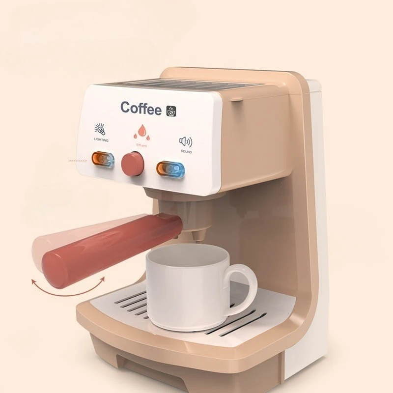 Coffee Machine Toy Kids Pretend Play Kitchen Toys with Realistic Sound Light Educational STEAM Toy for Girls Boys Birthday Gift