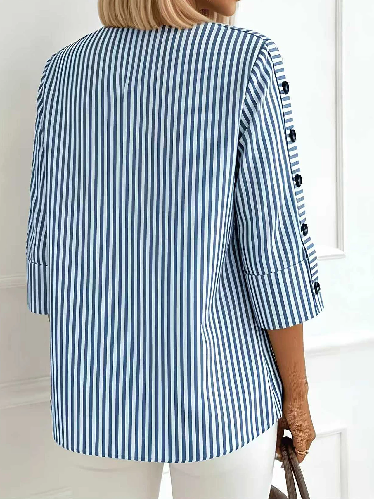 Elegante, lässige Damenbluse mit langen Ärmeln – perfekt für den Wochenendurlaub – Detail 3