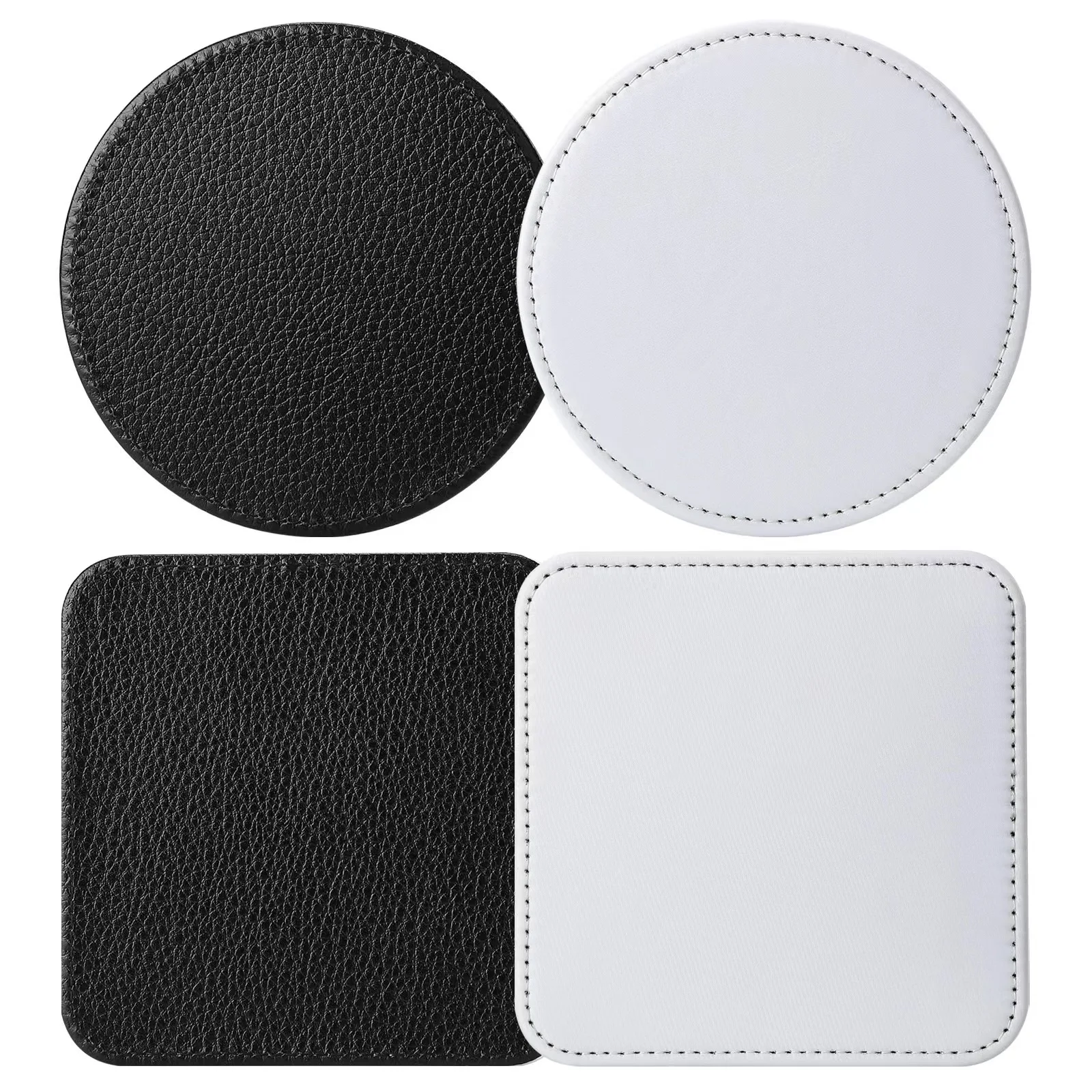 

10pcs/Lot High Quality 10cm Round Square PU Leather Sublimation Coasters Blanks Premium Mats & Pads for Heat Press