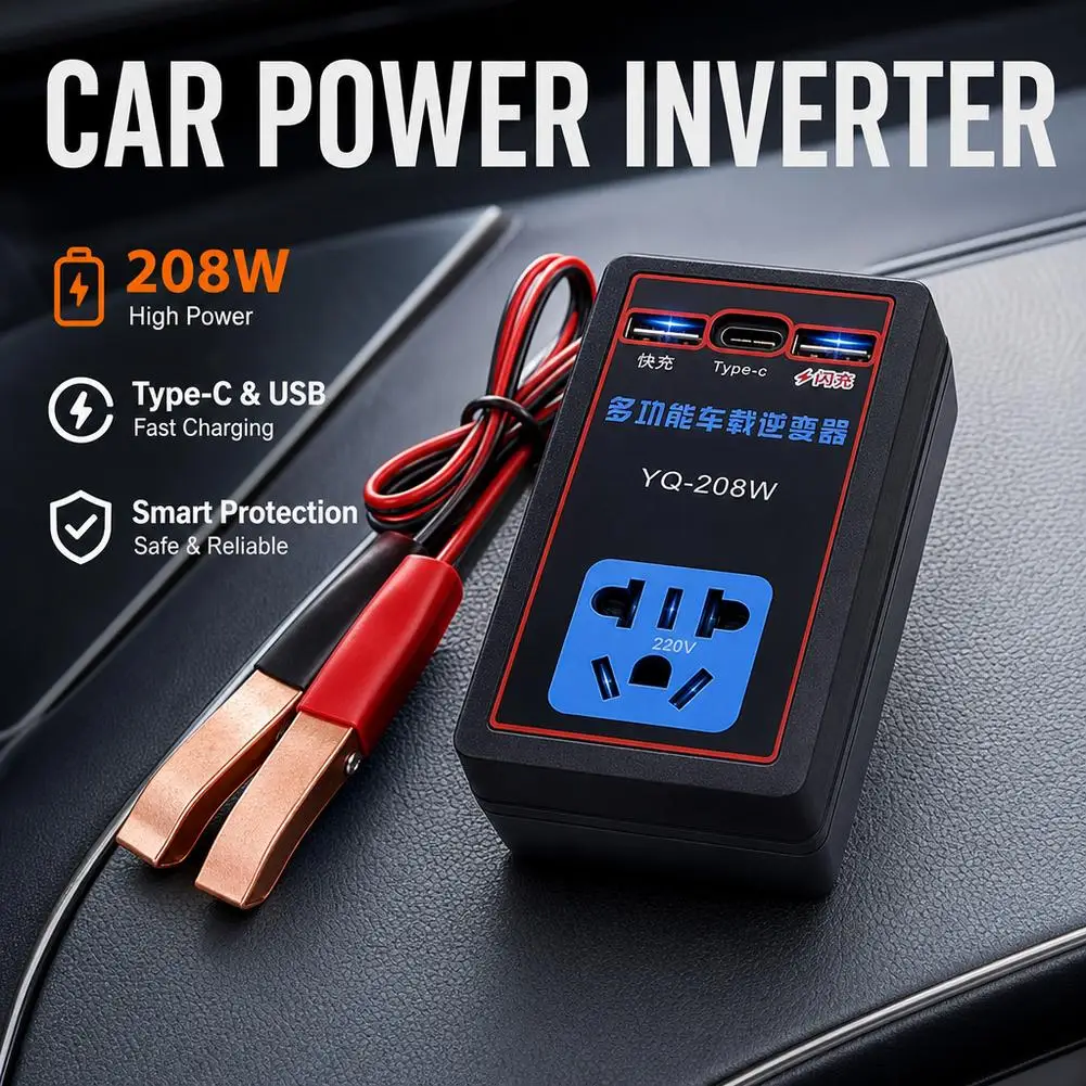Multi-Function Car Power Inverter 12V 24V To 110V 220V Converter Fast USB Charging Adapter For Car Truck RV Auto Accessories