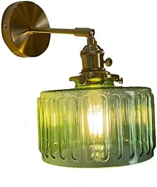 

Vintage Sconces with Switch Glass Shade Morden Brass Light Fixtures E27 Base Bedside Mounted Lamp for Bedroom Bathroom Living