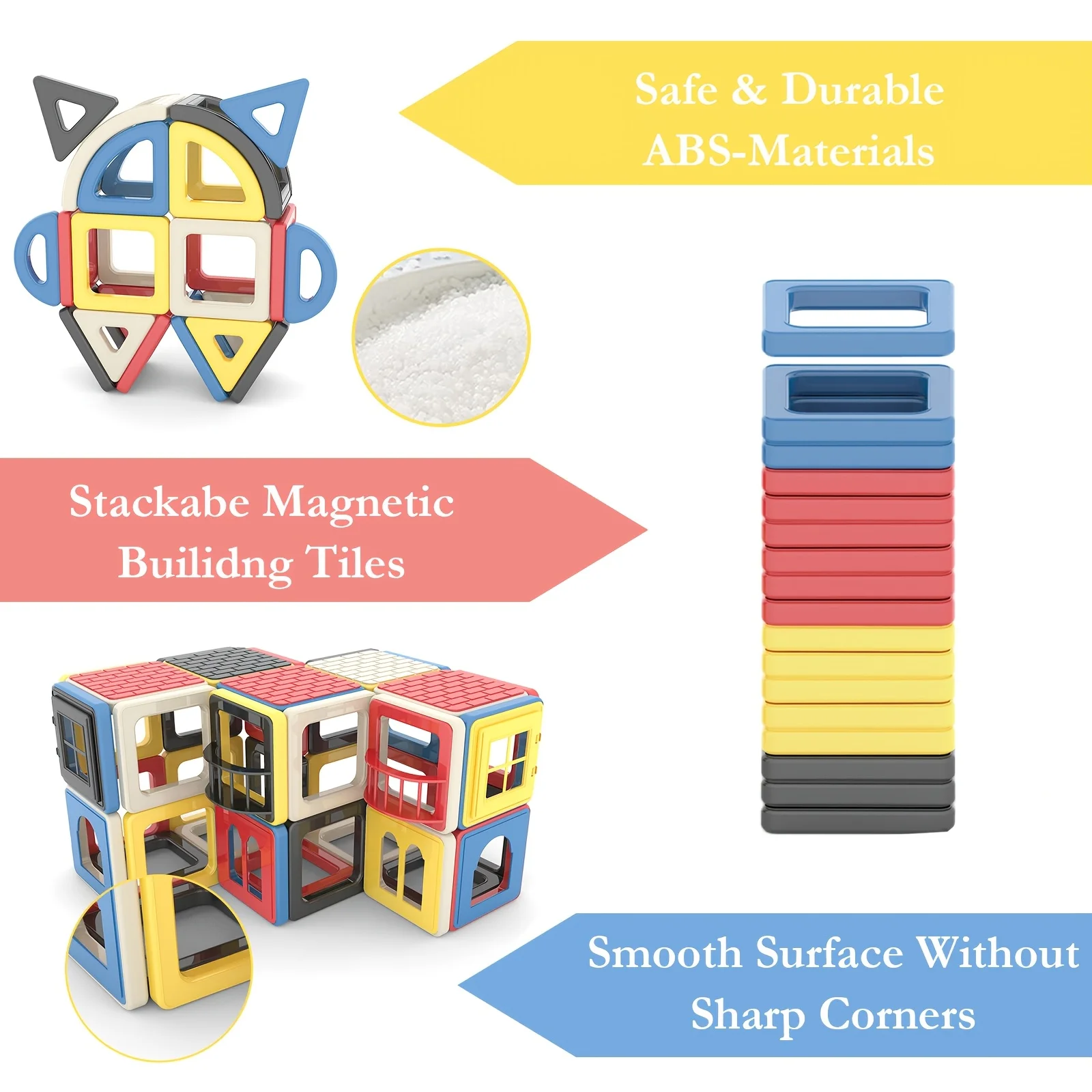 Mini 145Pcs Magnetic Building Tiles 3D Blocks Educational Comstruction Toys STEM Learning Stacking Blocks for Kids Birthday Gift