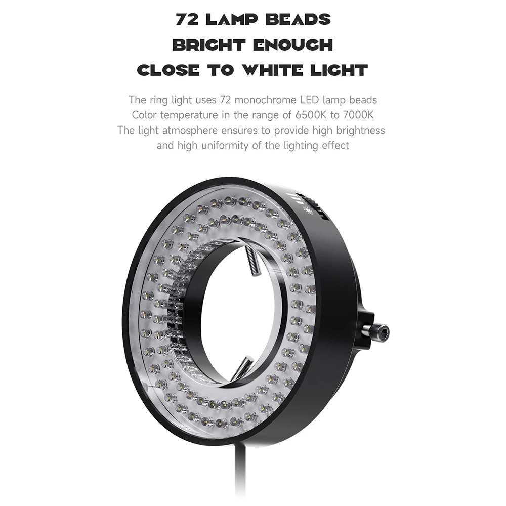 Lampu Iluminator Lampu Cincin LED Mikroskop L144 L72 Mekanik untuk Kamera Mikroskop Industri Kaca Pembesar Sumber Cahaya Lingkaran