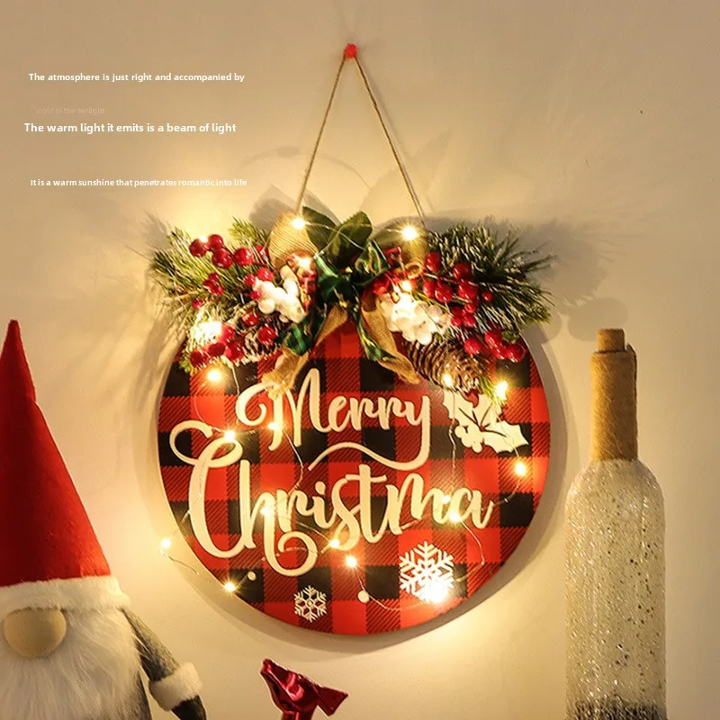 Christmas decoration nightlight DIY wooden label 20 lamp head wooden bow festive welcome listing