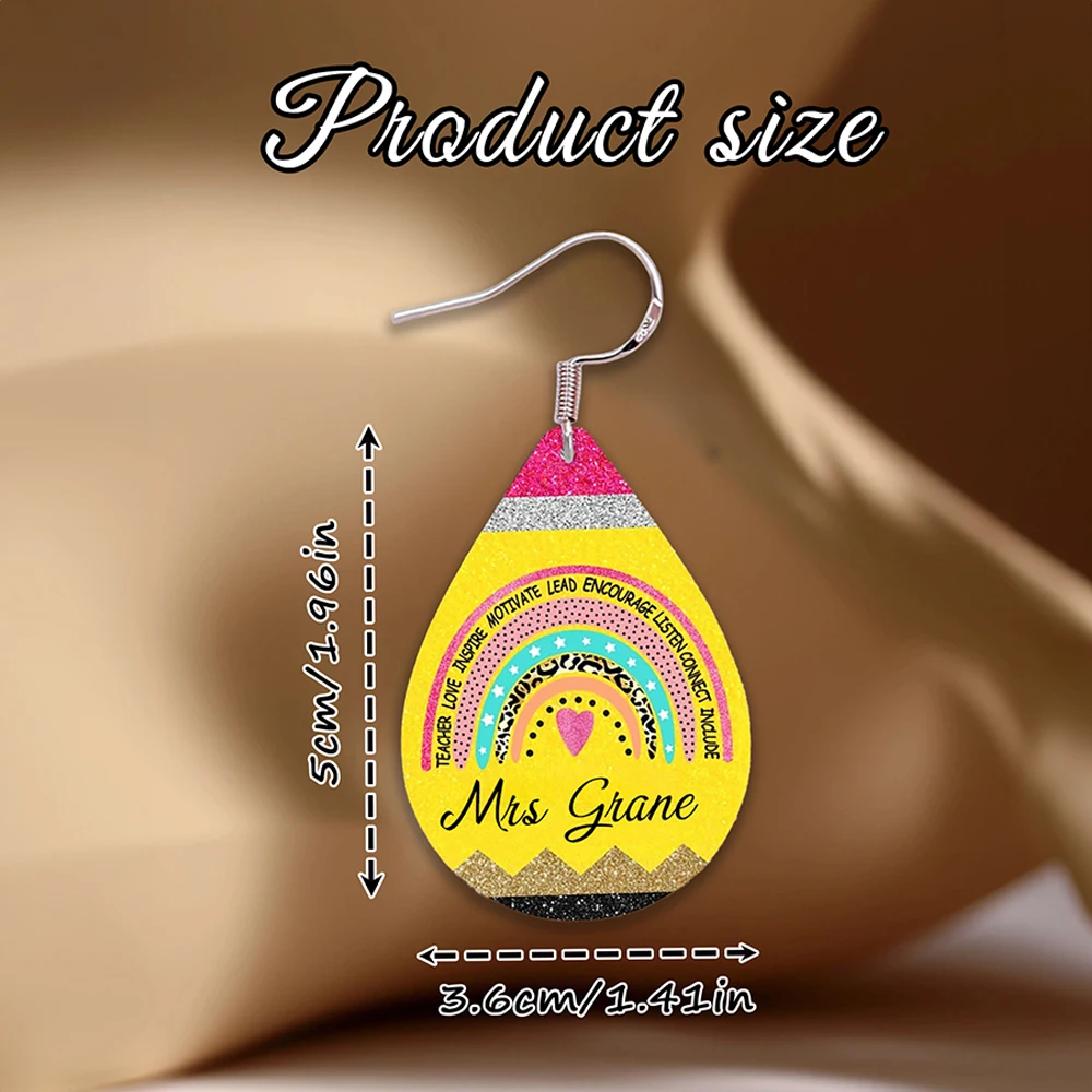 1pc Custom Text Teacher Dangle Earrings,Smooth Printed Surface,Daily Wear Accessory,Aesthetic Accessory,Gift For Educators