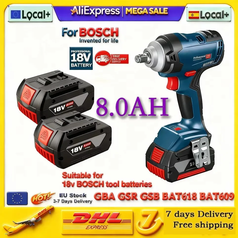 Brandneuer Original Bosch 18V 8.0AH Ersatzakku BAT609/BAT609G Wiederaufladbarer Lithium-Ionen Werkzeugakku