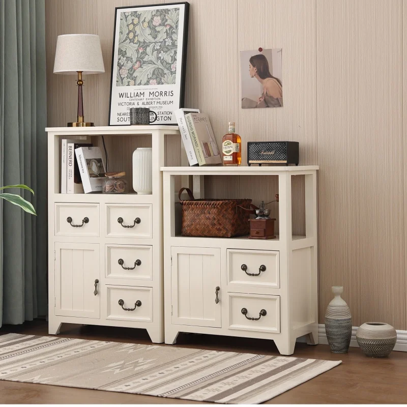 

Pure solid wood entrance cabinet, simple living room shelf, ivory white bucket cabinet, tea cabinet, thickened solid wood dining