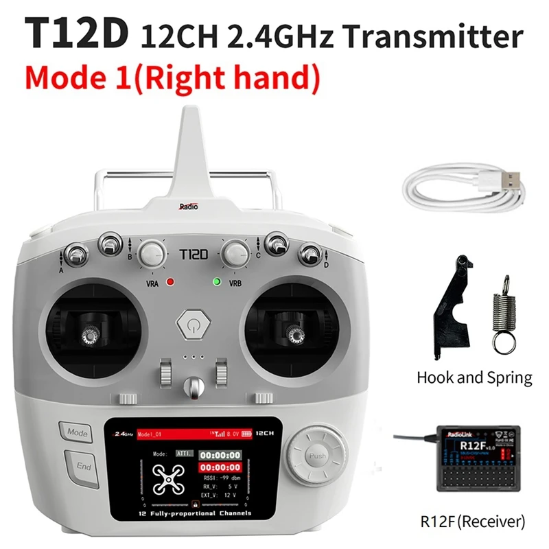 Para radiolink t12d 12ch rc transmissor + receptor r12f 2.4ghz controle remoto para fpv drone asa fixa avião carro r