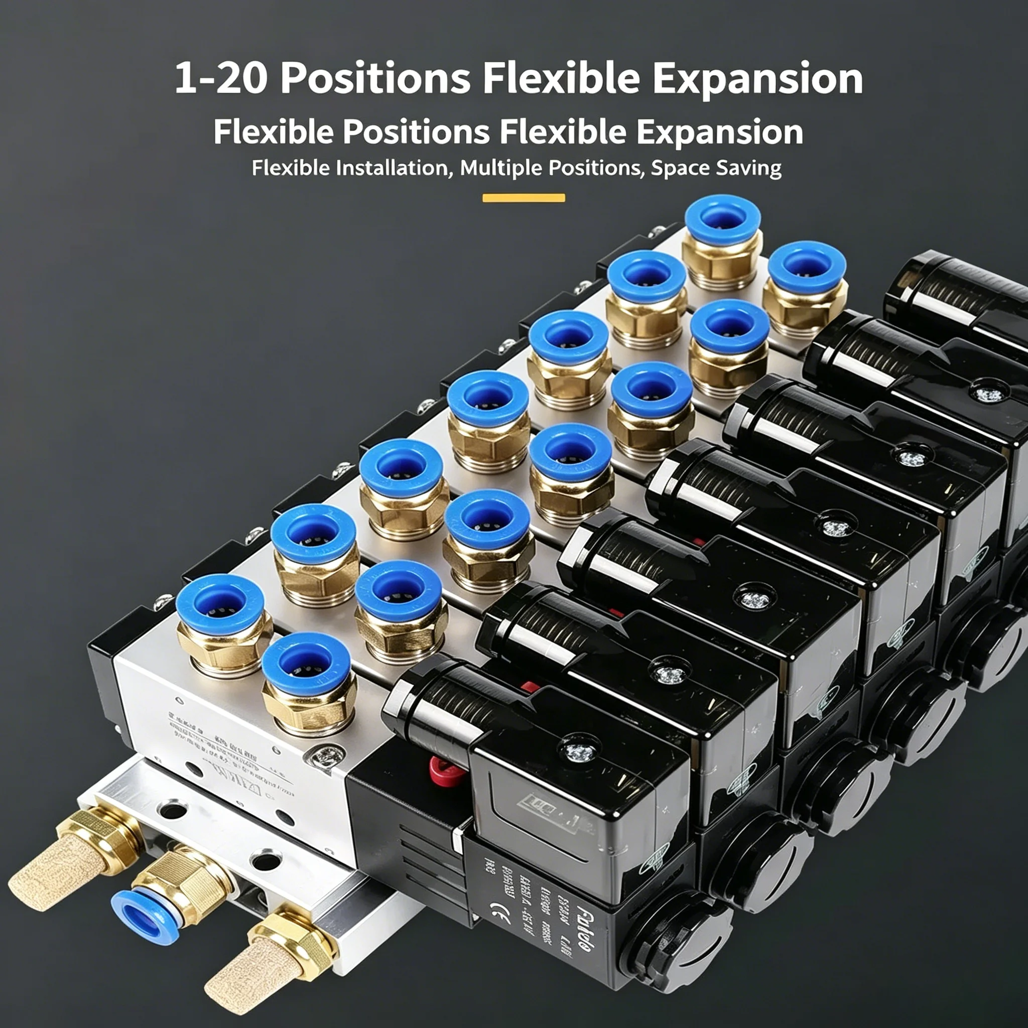 4V210-08 Solenoid Valve Group Cylinder Pneumatic Valve AC220V  AC110V DC24V  DC12V Manifold Base 2F 3F 5F 6F 7F 8F