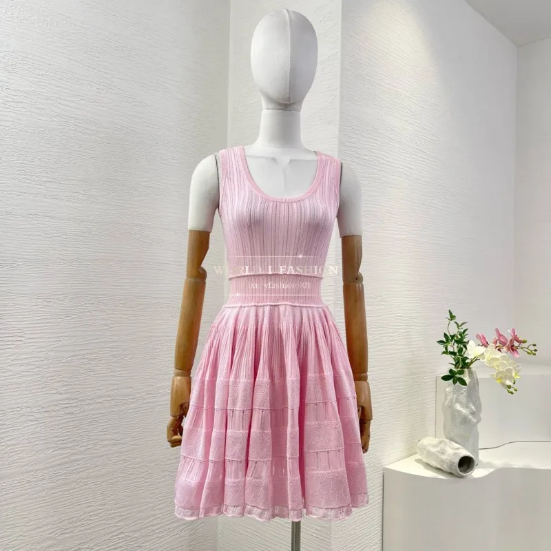 

Light Blue Sleeveless Lace Patchwork Mini Dress 2025