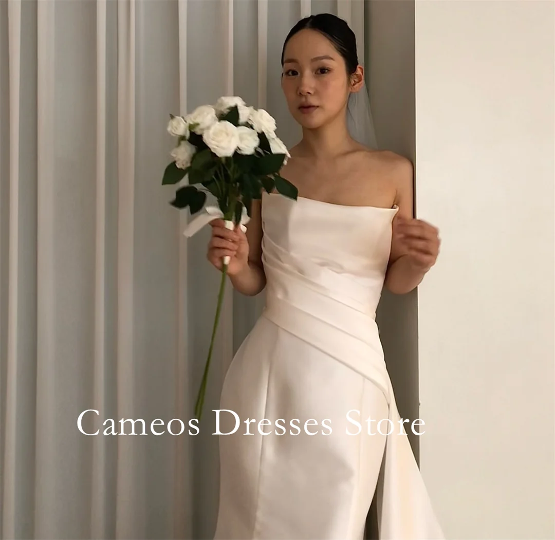 ชุดแต่งงานแบบคอร์เซ็ทผ้าซาตินทรงเมอร์เมดแบบไม่มีสายและแขน  สำหรับถ่ายภาพ  ชุดเจ้าสาวสำหรับผู้หญิง  แบบสั่งตัดได้จาก SONDR