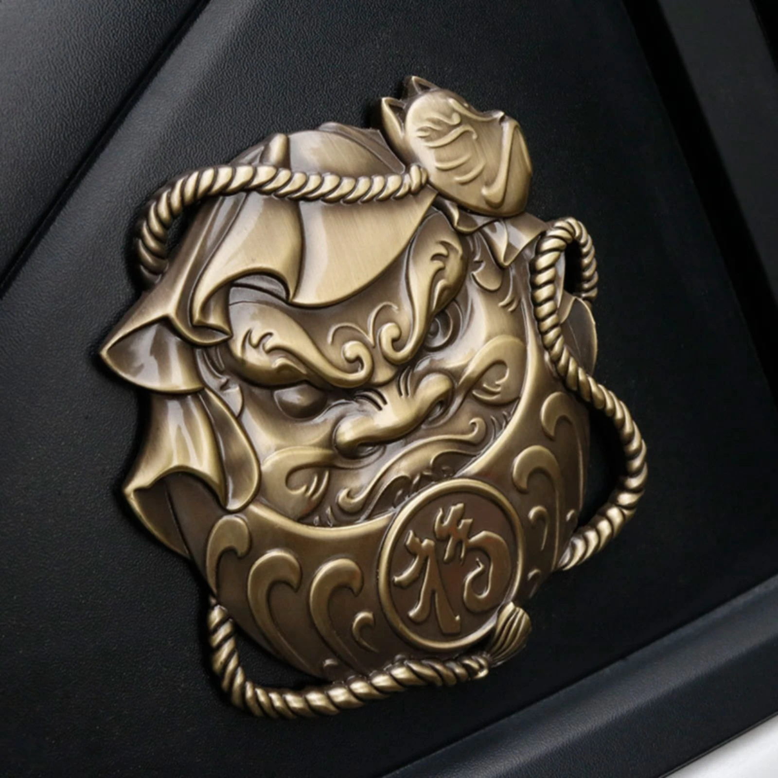 Metal Car Emblem Metal-Like Car Emblem with Mascot Face Auto Badge Embossed Badge with Adhesive Tape Easy Install for Drivers