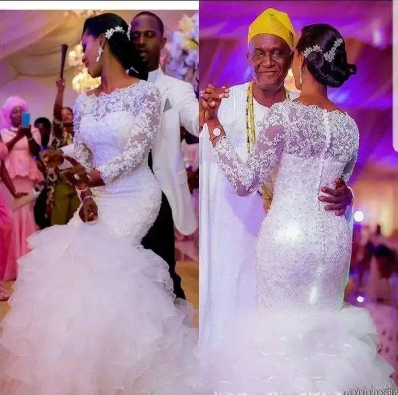 Maßgeschneiderte Schönheit Spitze Applikationen Brautkleider Vestido De Noiva 2025, mit Knöpfen hinten, Meerjungfrau, abgestufte Schichten, Brautkleider