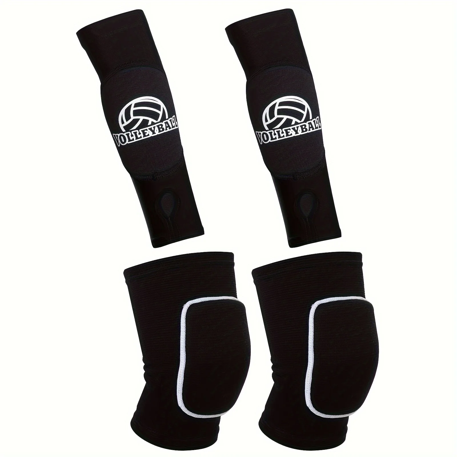 Volleyball accessories including knee and arm sleeves with protective pads and thumb holes for adult，youth volleyball training