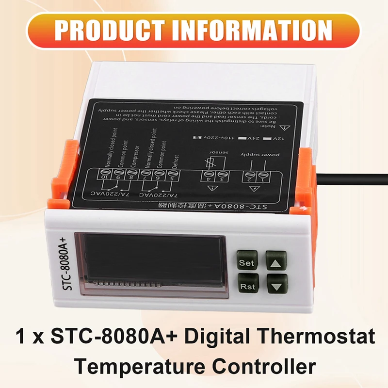 STC-8080A + Numérique ThermoandreTemperature Contrôleur Réfrigérateur indispensable ation existent Dégivrage Minuterie Unique Sonde