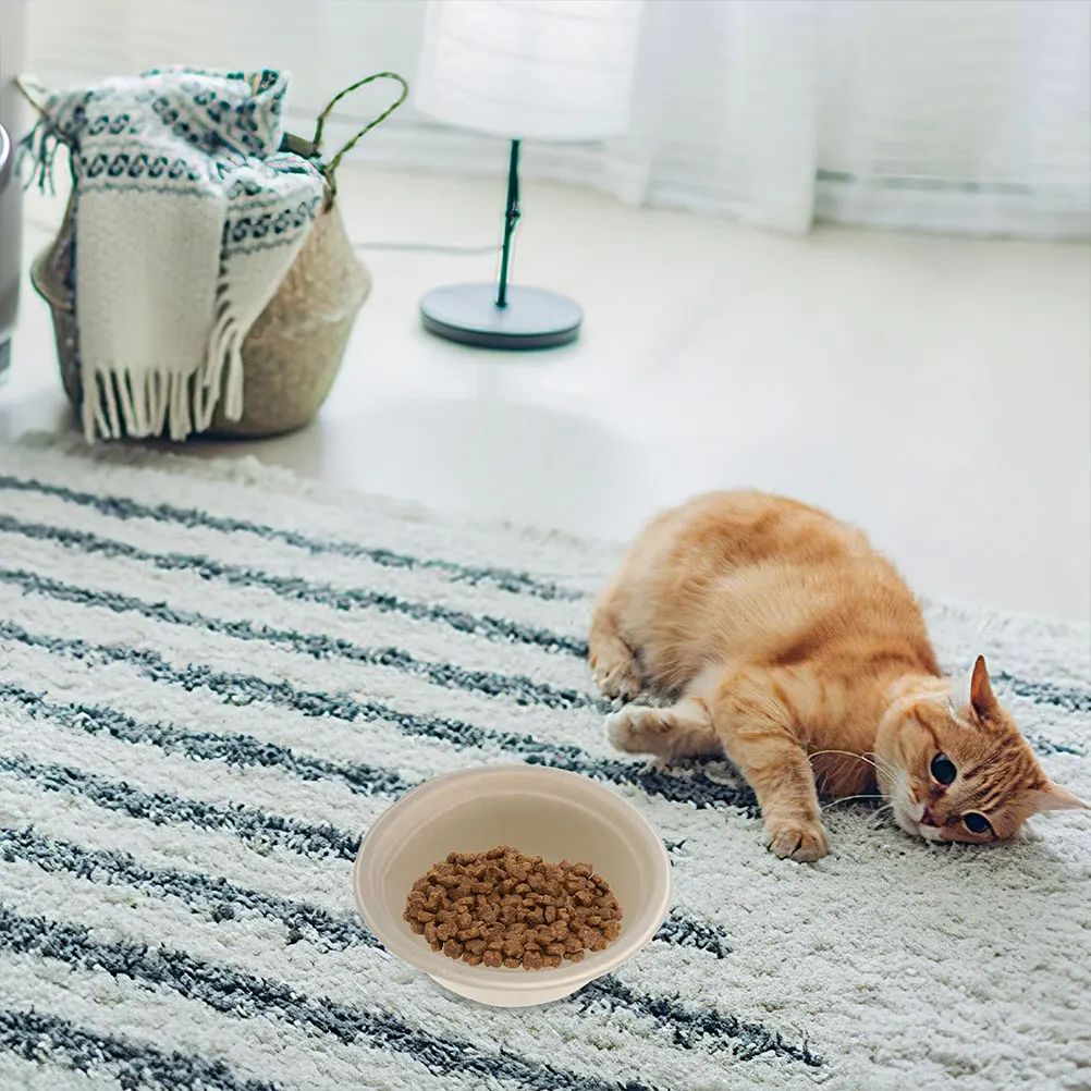 

10pcs Disposable Bowls Water Grain Bowl Cats Dogs 350ml Wheat Straw Pulp Portable Outdoor Feeding Bowl Supplies