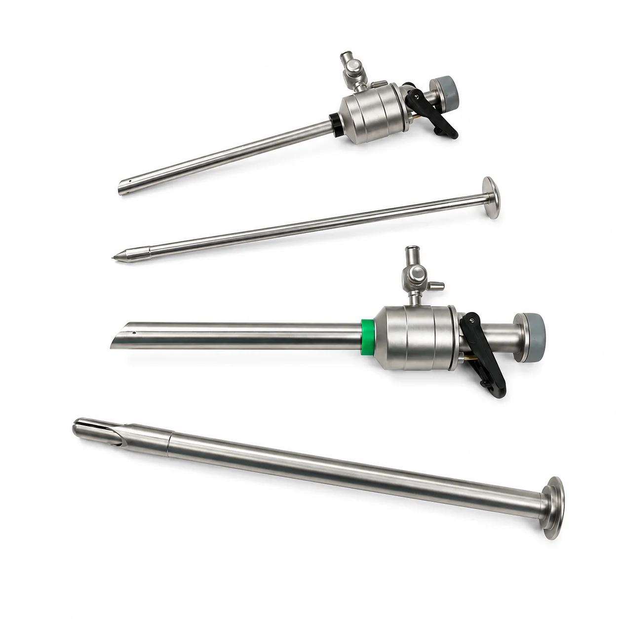 Trócar Laparoscópico Reutilizable  5mm y 10mm con Palanca Manual y Cánula  Tipo Abatible  Instrumentos Quirúrgicos  Laparoscopia