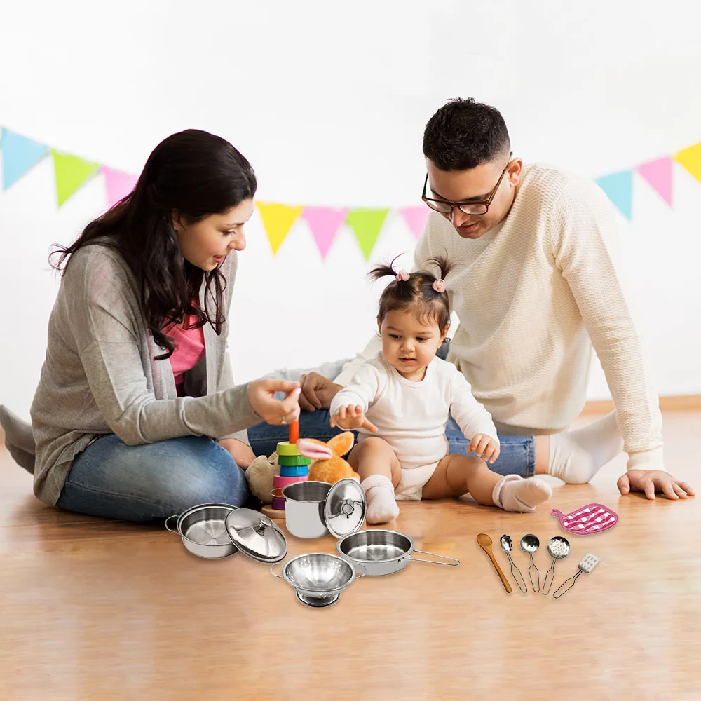 12 szt. Mini przybory zestaw kuchenny zestaw zabawek udawania, że gra symulowana zabawka kuchenna prezent edukacyjny zestaw do gotowania ze stali nierdzewnej