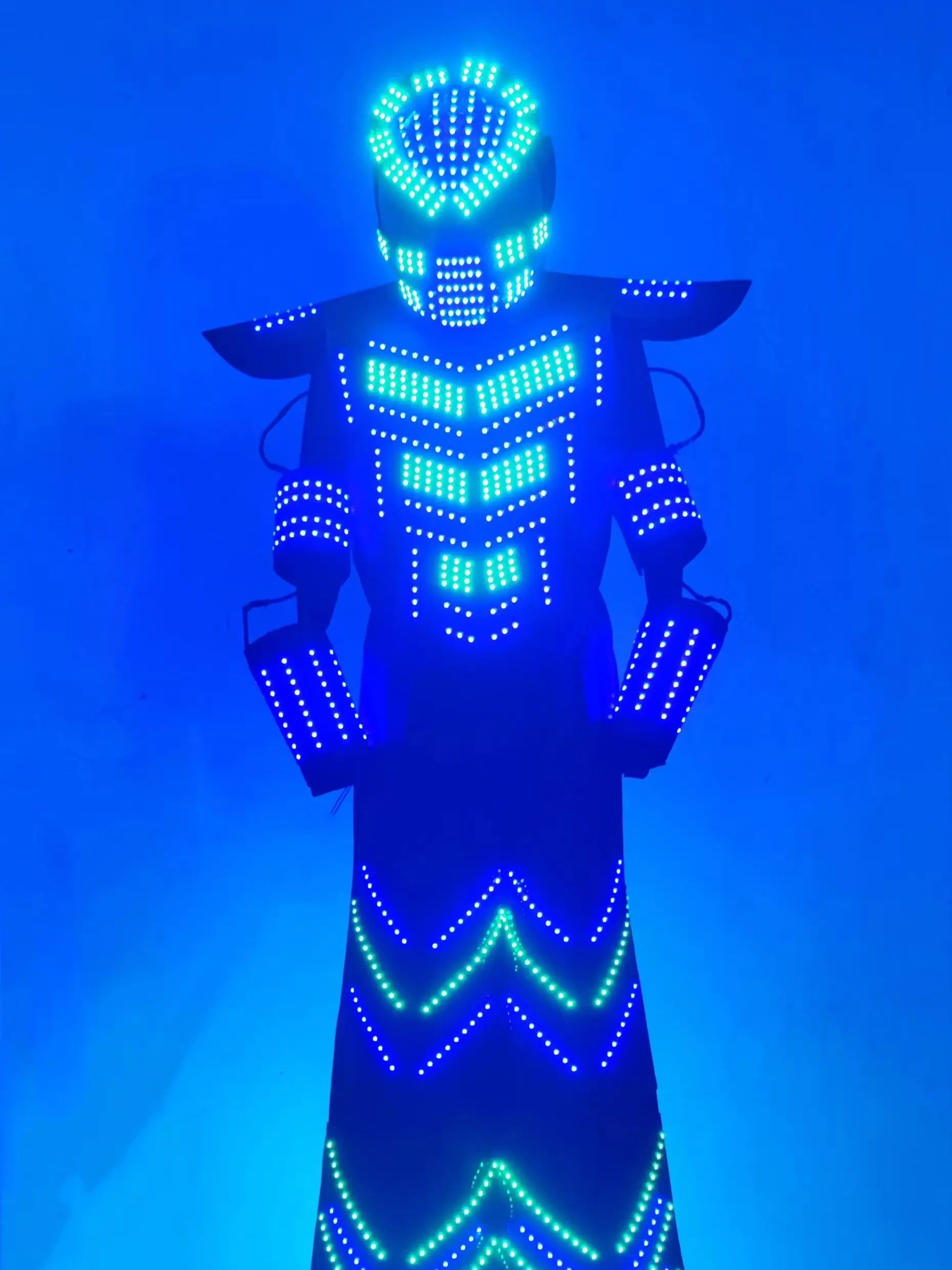 Neue Heiße verkauf Stelzen Walker LED ROBOTER ANZUG Light UP Bühne Leistung Club Tragen Cosplay disfraz halloween mujer