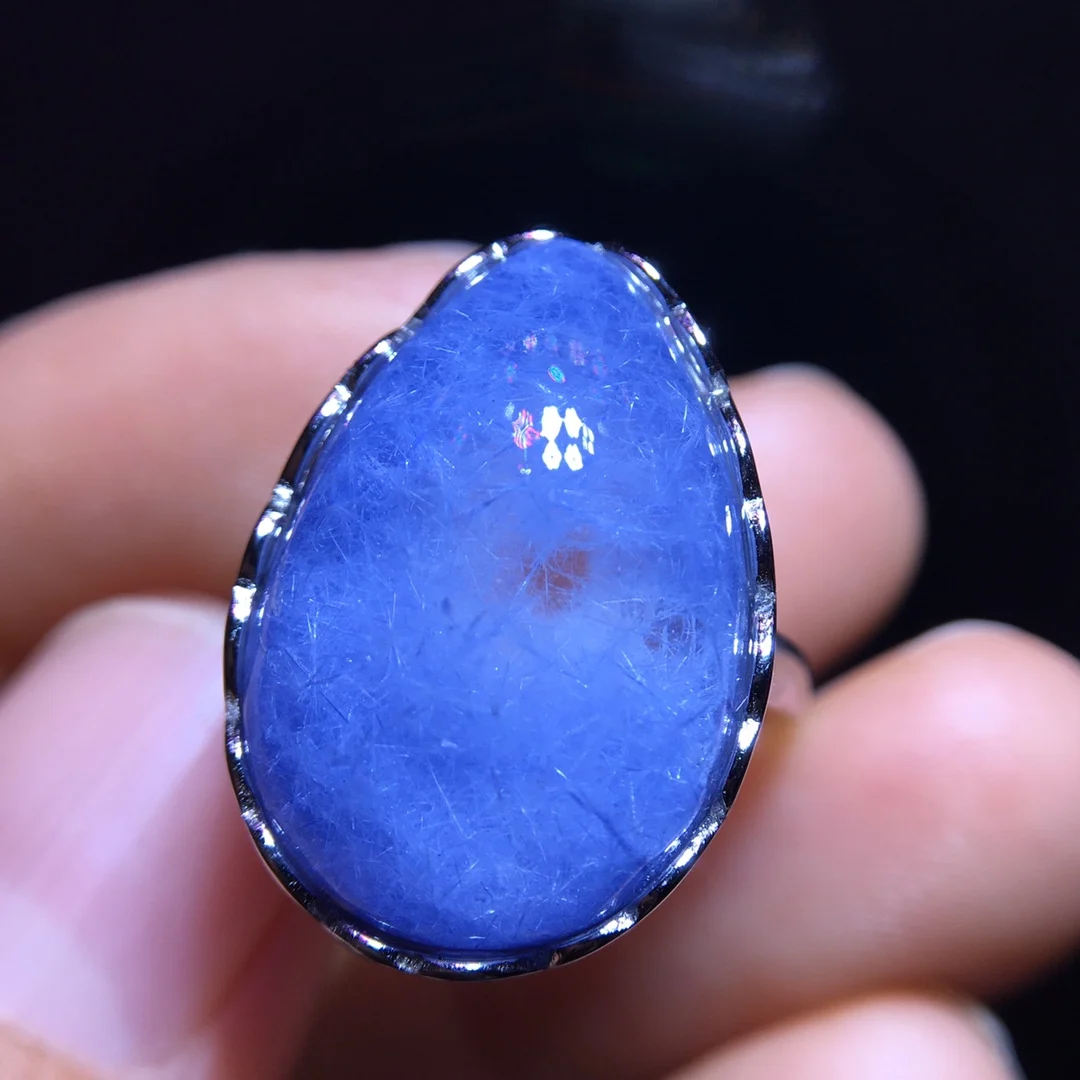 

Натуральный синий рутилированный дамортьитовый кварц регулируемое кольцо 21/13,8 мм дамортизитовое женское и мужское кольцо ювелирные изделия AAAAAAA