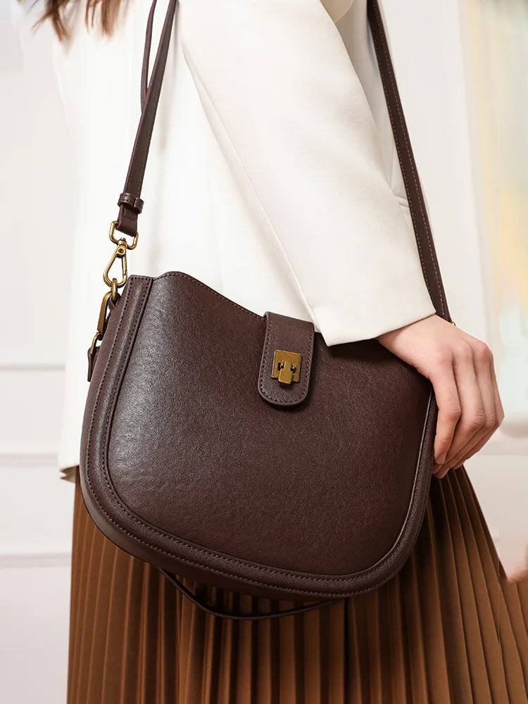 Cowhide saddle bag 2026 hot selling women's bag genuine leather luxury soft leather high-quality crossbody bag