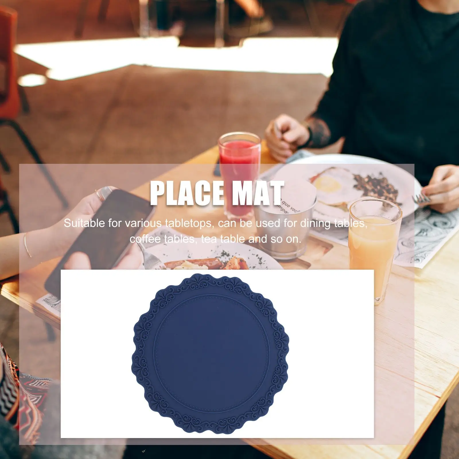 2pcs Deep Embossed Silicone Embossed Table Placemats Kitchen Table Mats Easy Clean Stain Resistant Decor Place Mats