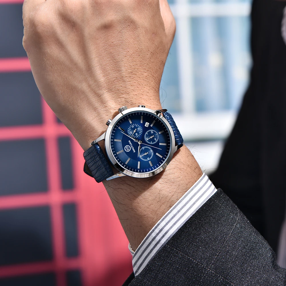 MAOYUAN Luxury Men's Watch Quartz Waterproof Date Chronograph Leather Men's Watch Military Sports Men's Watch Reloj