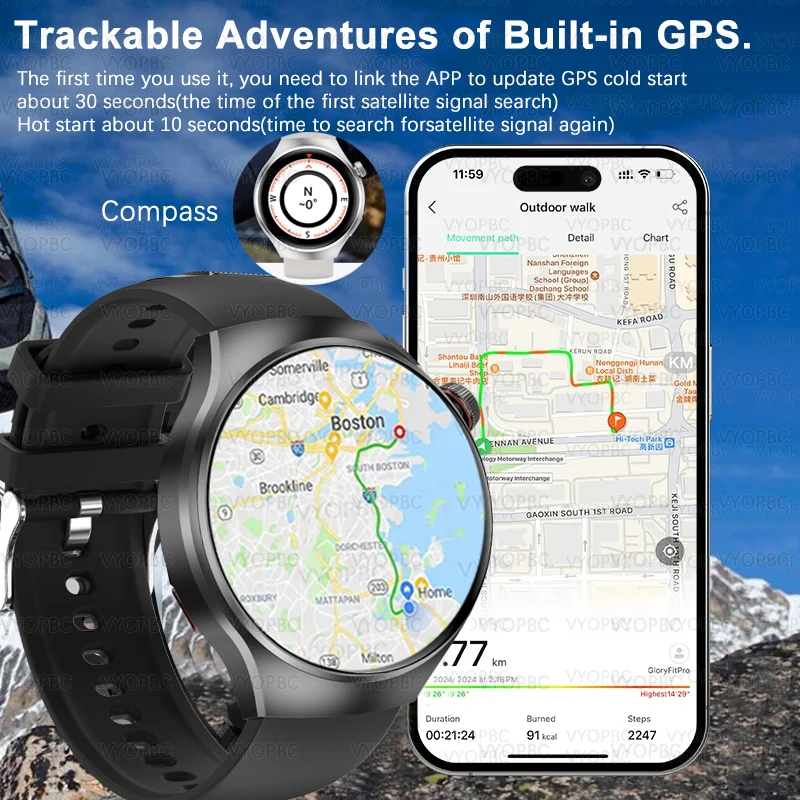 2025 New For HUAWEI Watch 5 Smart Watch Men 1.53" HD AMOLED Screen GPS track Heart Rate Bluetooth Call Compass SmartWatches ﻿