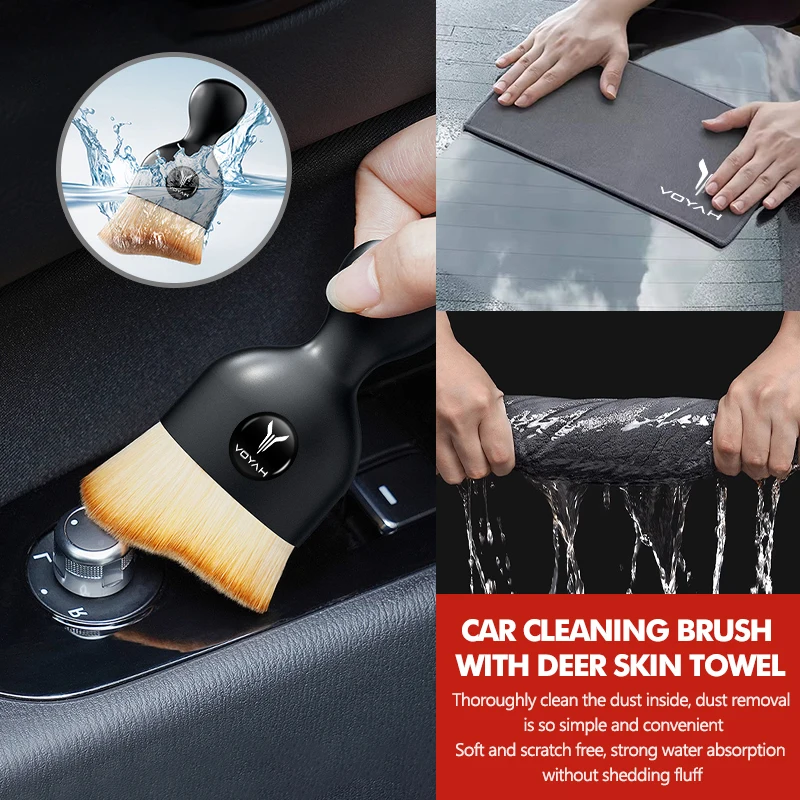 2‑in‑1 Car Interior Dust Sweep Brush & Absorbent Towel Accessories For Voyah Free Free+ Dreamer Passion Courage