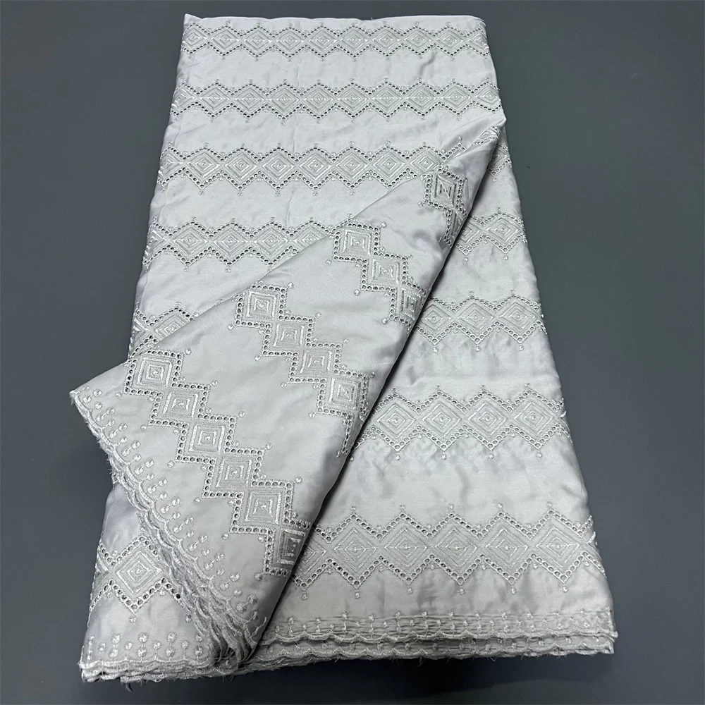 قماش دانتيل أفريقي 100% قطن مطرز 2025 فستان الحفلات مادة تول بالمتر 5 ياردات للملابس #2