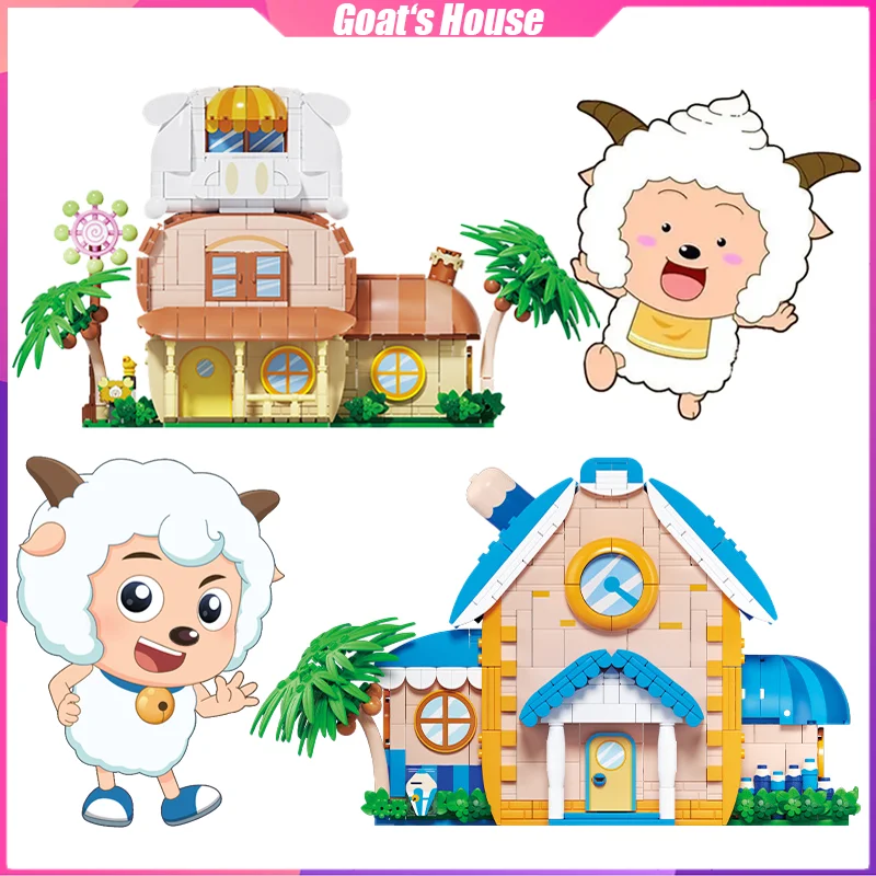 

Streetscape Building Blocks Goat House Desktop Decoration Puzzle Assembling Model Toys Birthday Gifts for Boys and Girls