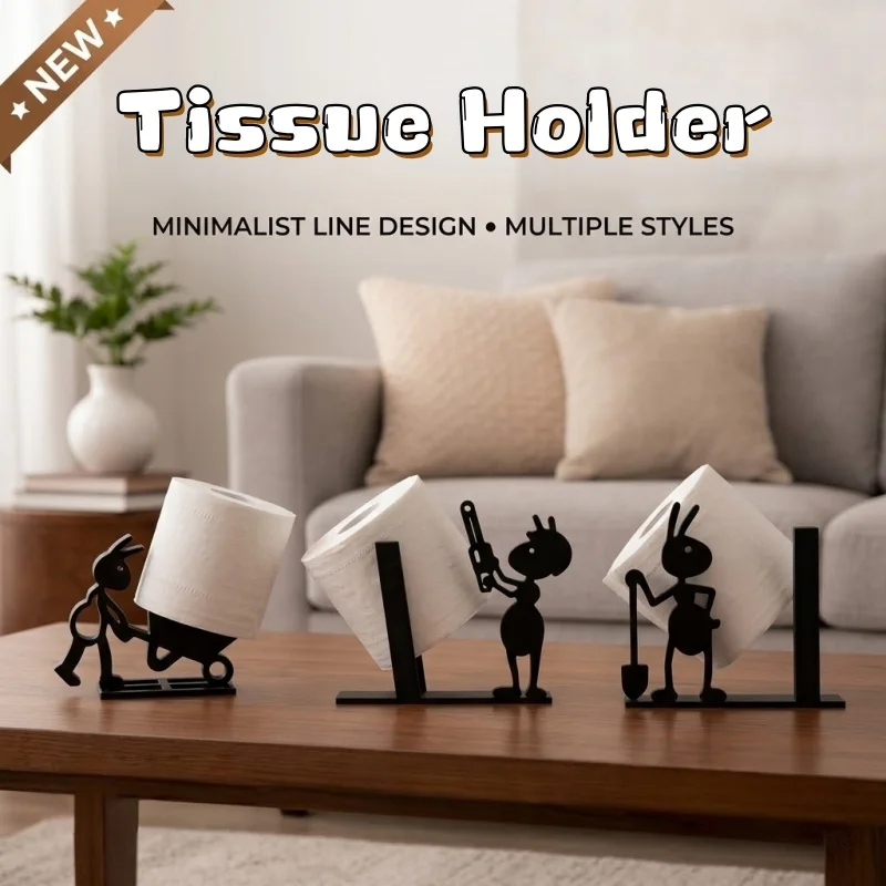 Cute Simple Ant Tissue Holder Minimalist and Practical Paper Roll Holder Desktop Decoration Creative Toilet Paper Organizer