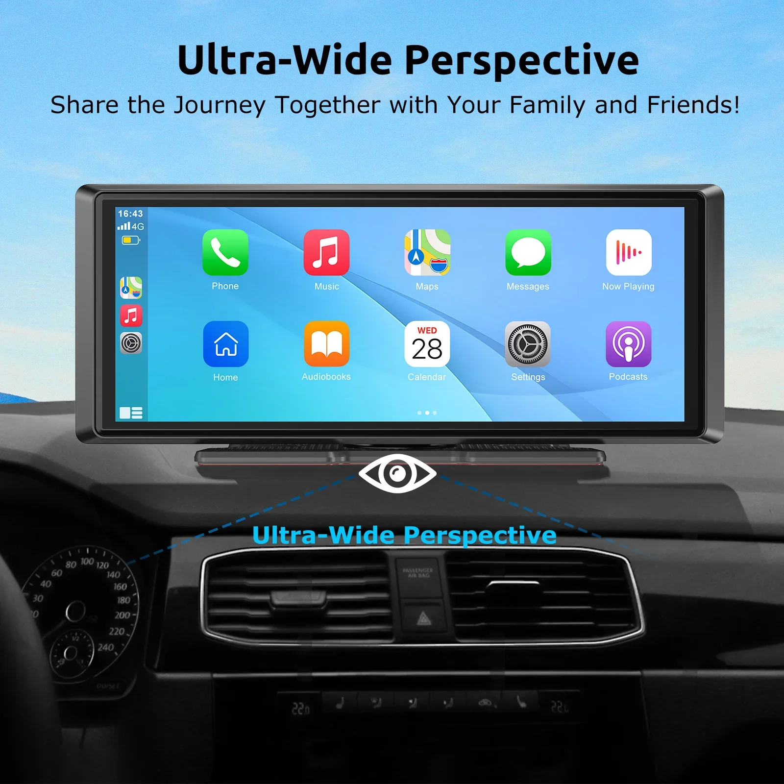 ESSGOO 8.1-Inch Car Stereo Radio Portable Carplay Universal For Cars RVs Trucks SUVs Pickups Wireless Carplay Android Auto RDS FM Bluetooth Mirror Link steering wheel control TouchScreen Player AUX