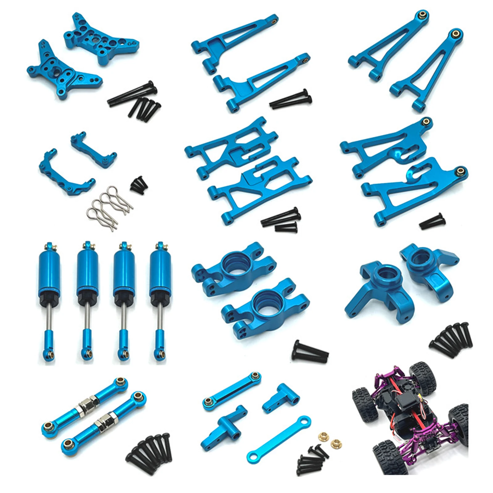 Para MJX Hyper Go 14210 14209 copa de dirección de Metal juego de brazo oscilante superior e inferior amortiguador eje de dirección 1/14 RC pieza de coche