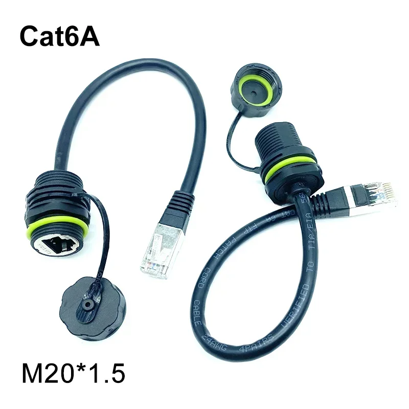 RJ45 CAT6A Aviation Plug Connector M20 Telecommunications Industrial Communication 10 Gigabit Ethernet Socket Plug with Cable