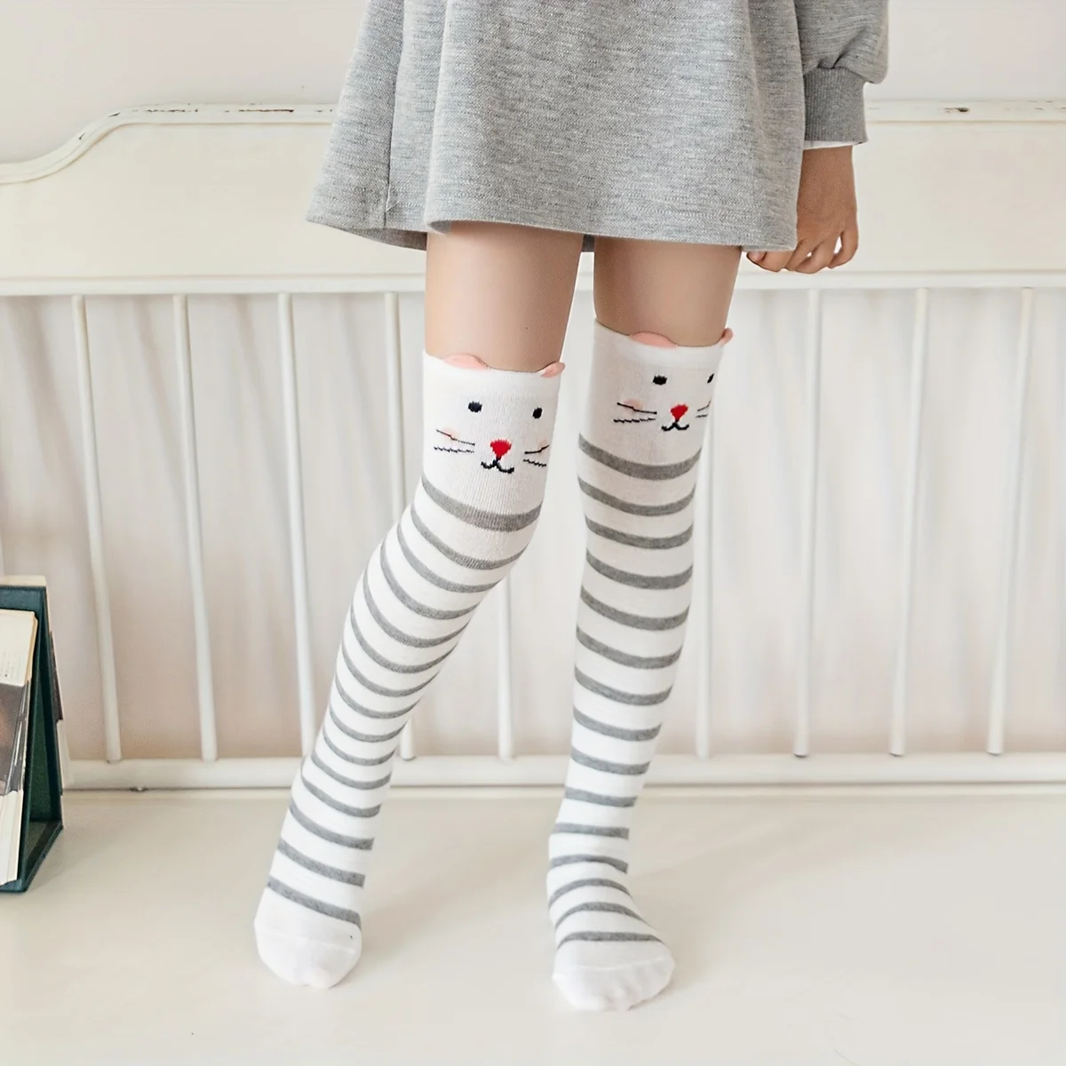 

Children's Cotton Knee High Stockings, Cartoon Animal Pattern Cute Socks For Girls Kids