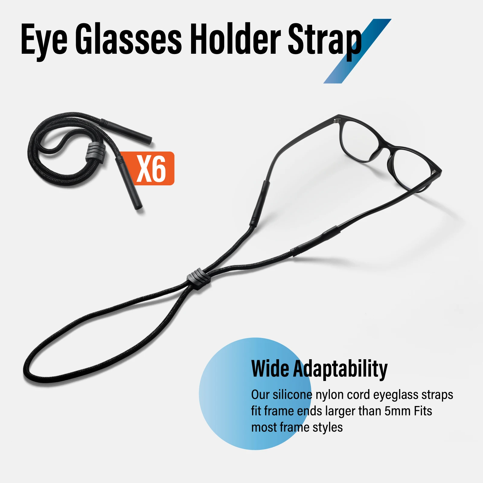 Adjustable Sports Glasses Strap Anti-slip Eyewear Retainer Lanyard Fit Temple Width Over 4mm Nylon Spectacle Cord Chain